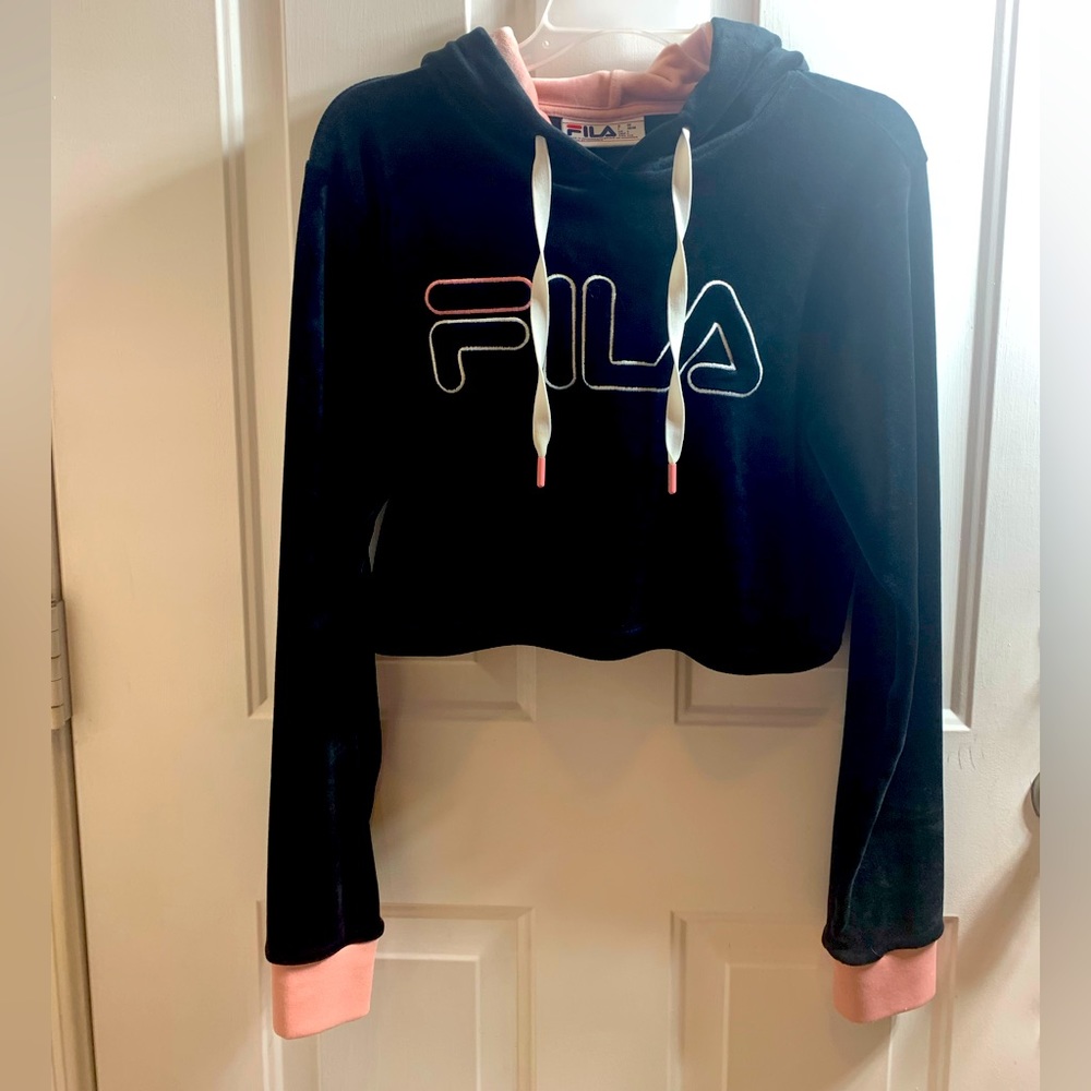 Fila velour cropped hoodie